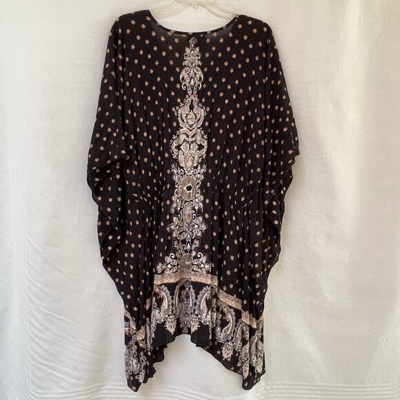 Angie Women Large Blouse Top Shirt Boxy Cover Green Pullover Boho Relax Flowy - Picture 4 of 9